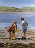 Rowland Davidson, Children with Nets at the Beach