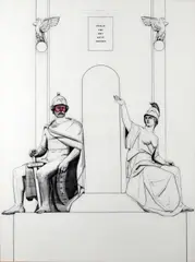 James Hanley, Venus and Mars, Graphite, Gouache and Letraset on Fabriano