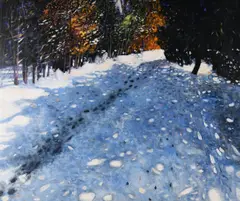 Victor Richardson, Footsteps In The Snow, Oil on Canvas