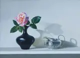 Carey Clarke, Pink Rose and Silver Jug