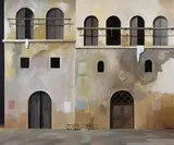 Charles Oakley, Empty Street in Masolino, Oil on Canvas
