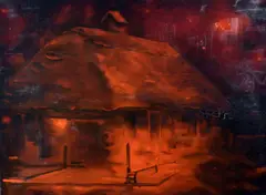 David King, The Red House, Oil on Canvas