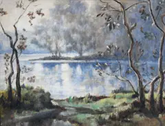 Frank McKelvey, The River Bank, Oil on Canvas