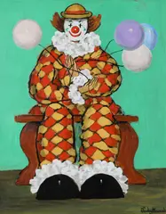 Gladys Maccabe, Balloon Man, Oil on Board