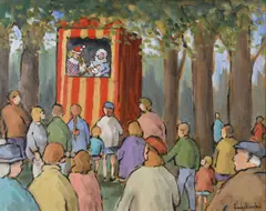 Gladys Maccabe, Punch and Judy, Oil on Board