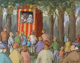Gladys Maccabe, Punch and Judy, Oil on Board