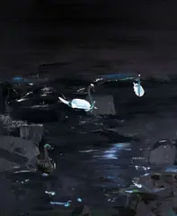 Mairead O'hEocha, Three Swans, Oil on Canvas