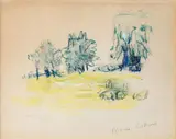 Patrick Collins, Cows in a Field, Crayon and Pencil on Paper