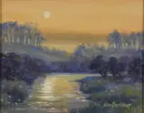 Alan Bradshaw, Moonlit Night, Oil on Board