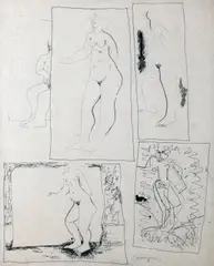 Charles Harper Rha, Studies, Pen on Paper