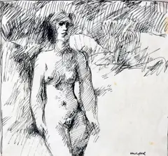 Charles Harper Rha, Nude, Pen and Ink