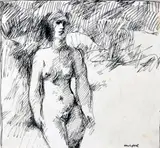 Charles Harper Rha, Nude, Pen and Ink