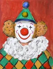 Gladys Maccabe, Happy Clown, Oil on Board