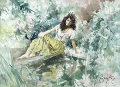 Gordon King, The Water Garden, Watercolour