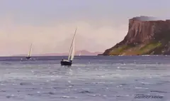 Gregory Moore, Sailing at Fairhead, Oil on Board