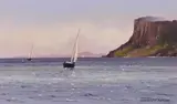 Gregory Moore, Sailing at Fairhead, Oil on Board