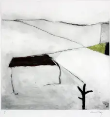 James May, Yellow Landscape, Unique Etching