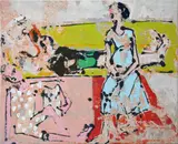 Julie Poulsen, late nigh sing along, loud child, Oil on Canvas