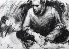 Mairead O'hEocha, Male Study, Charcoal