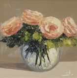 Vivak Mandalia, Pink Flowers In A Vase, Oil on Canvas Enquire