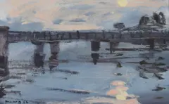 Brian Ballard, Governers Bridge, Oil on Board