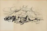 Colin Middleton, County Down Gate, Pen and Ink Drawing on Paper