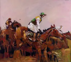David Johnston, Jockey and Horse, Oil on Canvas