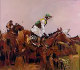 David Johnston, Jockey and Horse, Oil on Canvas