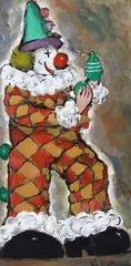 Gladys Maccabe, Clown Antics, Oil on Board