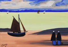 Jp Rooney, Waiting by the Shore, Oil on Board