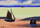 Jp Rooney, Waiting by the Shore, Oil on Board