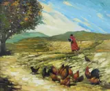 Liam Kelly, Fetching Dinner, Oil on Canvas
