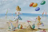 Lorna Millar, Seaside Balloons, Oil on Board