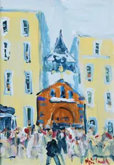 Marie Carroll, Wedding at Trinity College, Dublin, Oil on Board