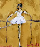 Marie Carroll, Dancer in White, Oil on Board