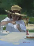 Tom Quinn, Outdoor Party, Oil on Board