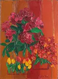 Valerie Catoire, Tulips and Roses, Oil on Canvas