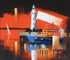 Verner Finlay, Donaghadee Lighthouse, Oil on Board