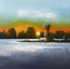 Verner Finlay, Last Light, Co Down, Oil on Canvas