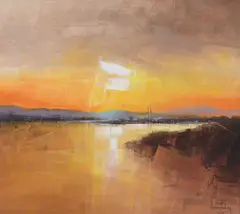 Verner Finlay, Golden Sky, Oil on Board