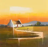 Verner Finlay, Feeding The Chickens, Oil on Board