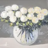 Vivak Mandalia, White Flowers In A Vase, Oil on Canvas