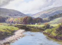 Charles McAuley, Cattle By The Dunn, Oil on Canvas