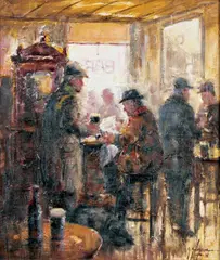 Spreading the News by Gerry Glynn, Oil on Panel, offered Sep 2026