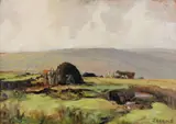 James Humbert Craig, Cutting Turf, Oil on Board