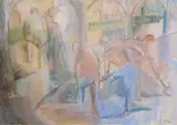 Margaret Stokes, Study of Men at Work, Pastel on Paper