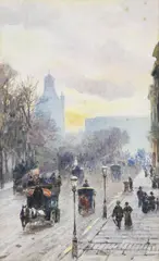 Rose Barton, Knightsbridge Towards Hyde Park Corner, Watercolour