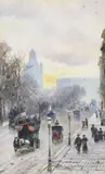 Rose Barton, Knightsbridge Towards Hyde Park Corner, Watercolour