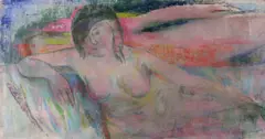 Stella Steyn, Reclining Nude, Oil on Canvas Laid on Board