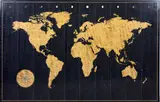 The Veneerist, World Map Marquetry Panel, Intricate world map of blue and light grey figured eucalyptus, finished with a gloss lacquer.